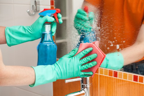 Customer completing a secure payment for carpet cleaning services